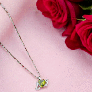 Angel Wing Green Heart Necklace